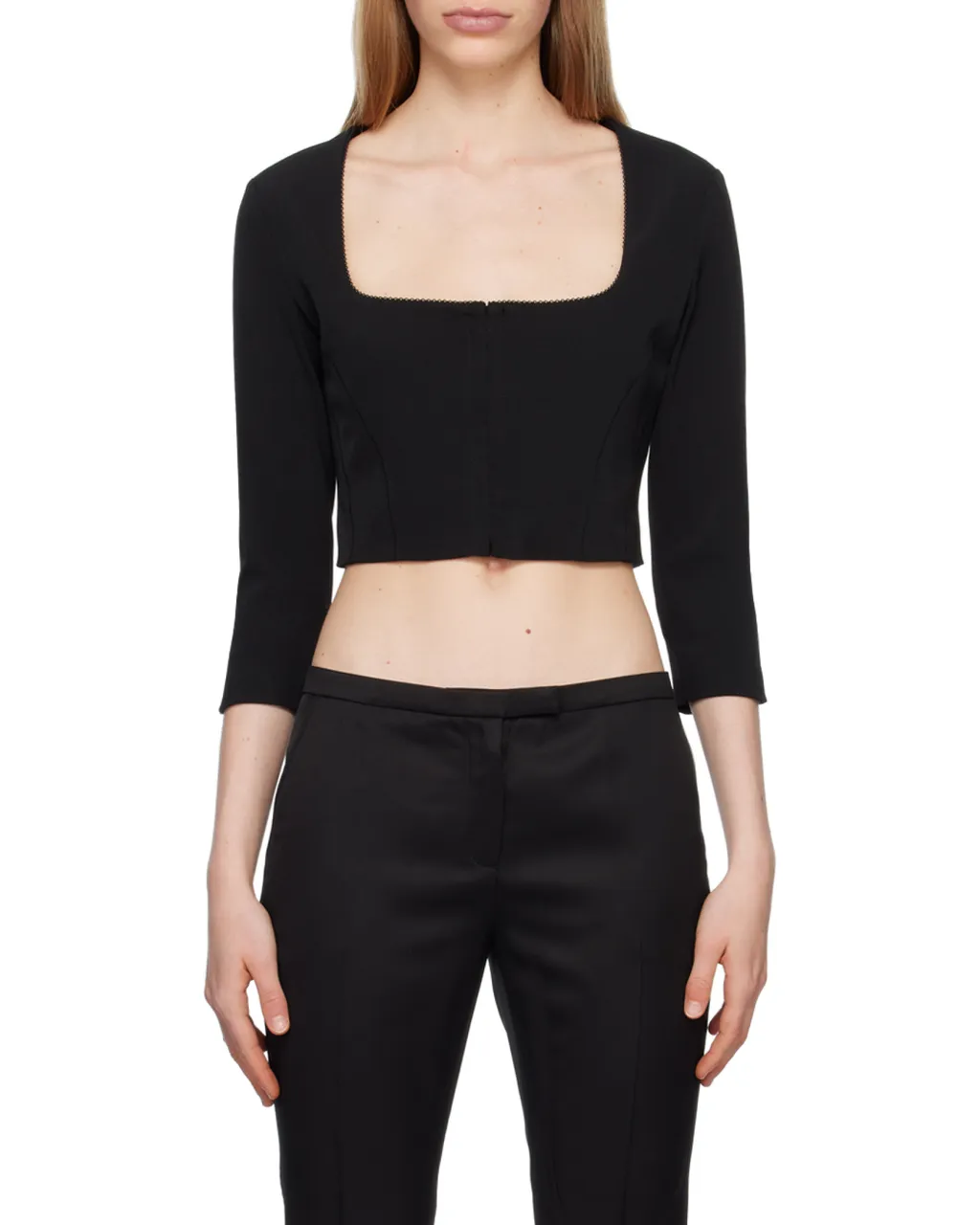 Square-Neck Cropped Blouse