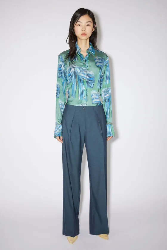 Wide-Leg Pleat-Detail Trousers