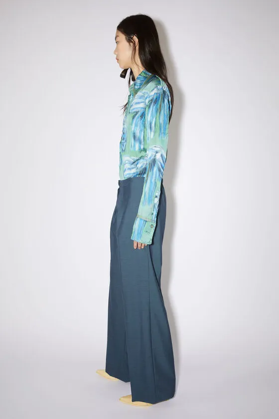 Wide-Leg Pleat-Detail Trousers