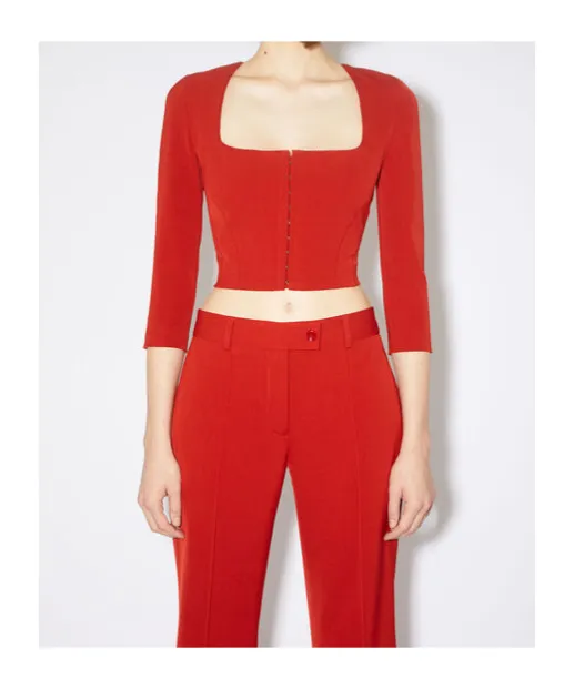 Square-Neck Cropped Blouse, 2