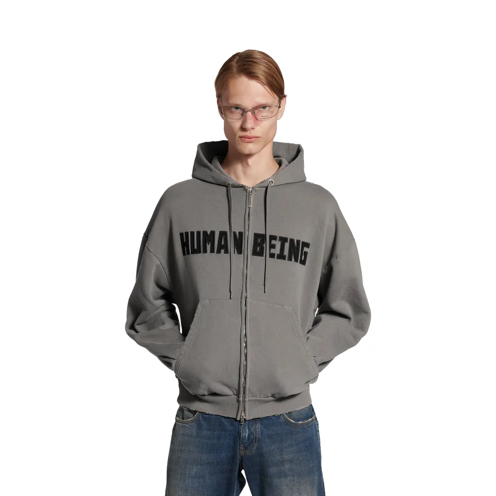Human Being Shifted Zip-Up Hoodie