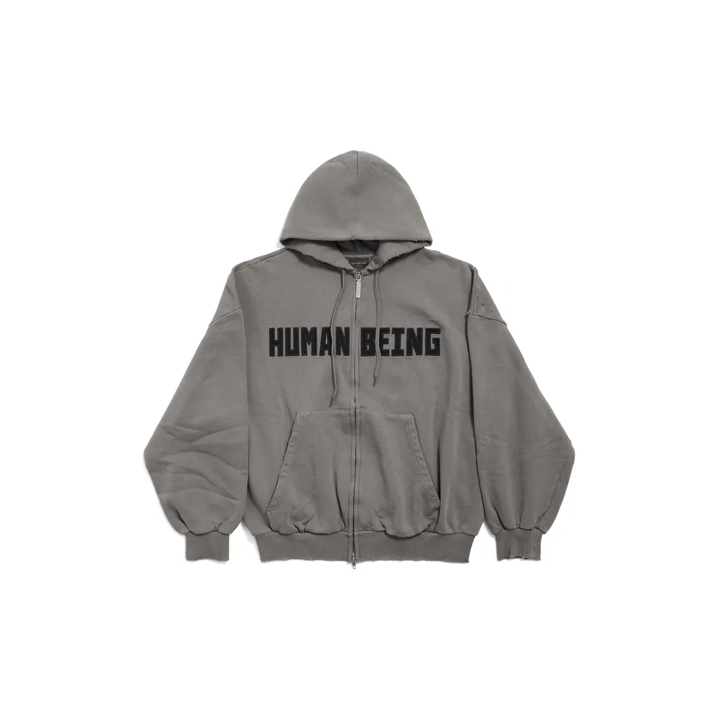 Human Being Shifted Zip-Up Hoodie