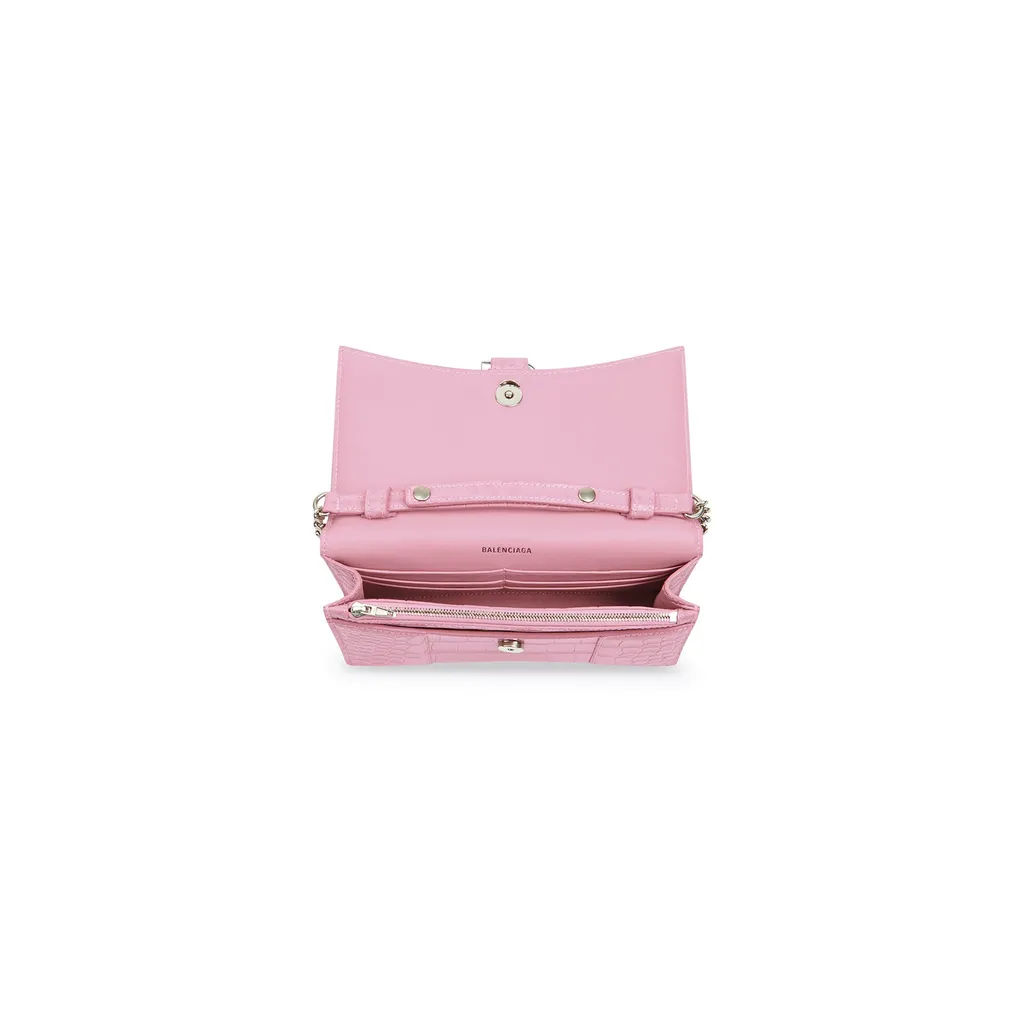 Hourglass Wallet On Chain Crocodile Embossed