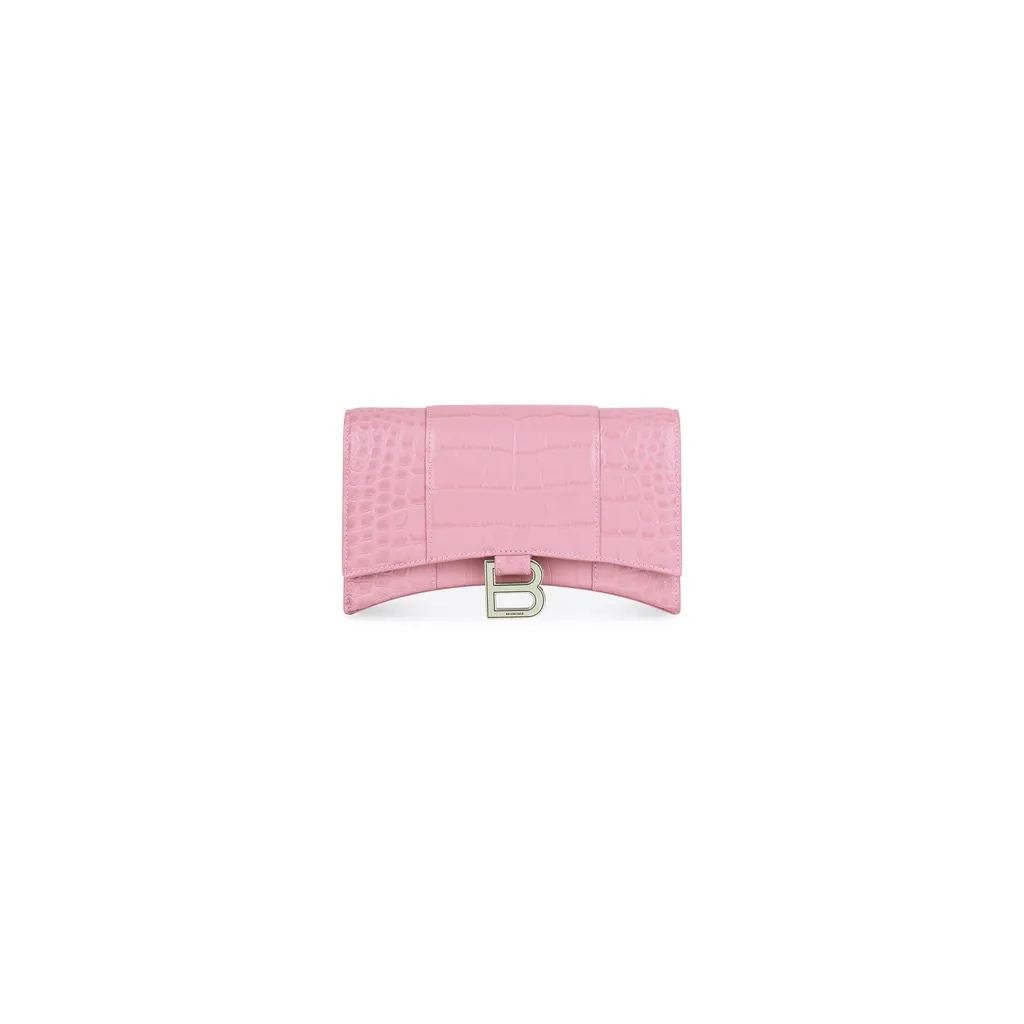 Hourglass Wallet On Chain Crocodile Embossed