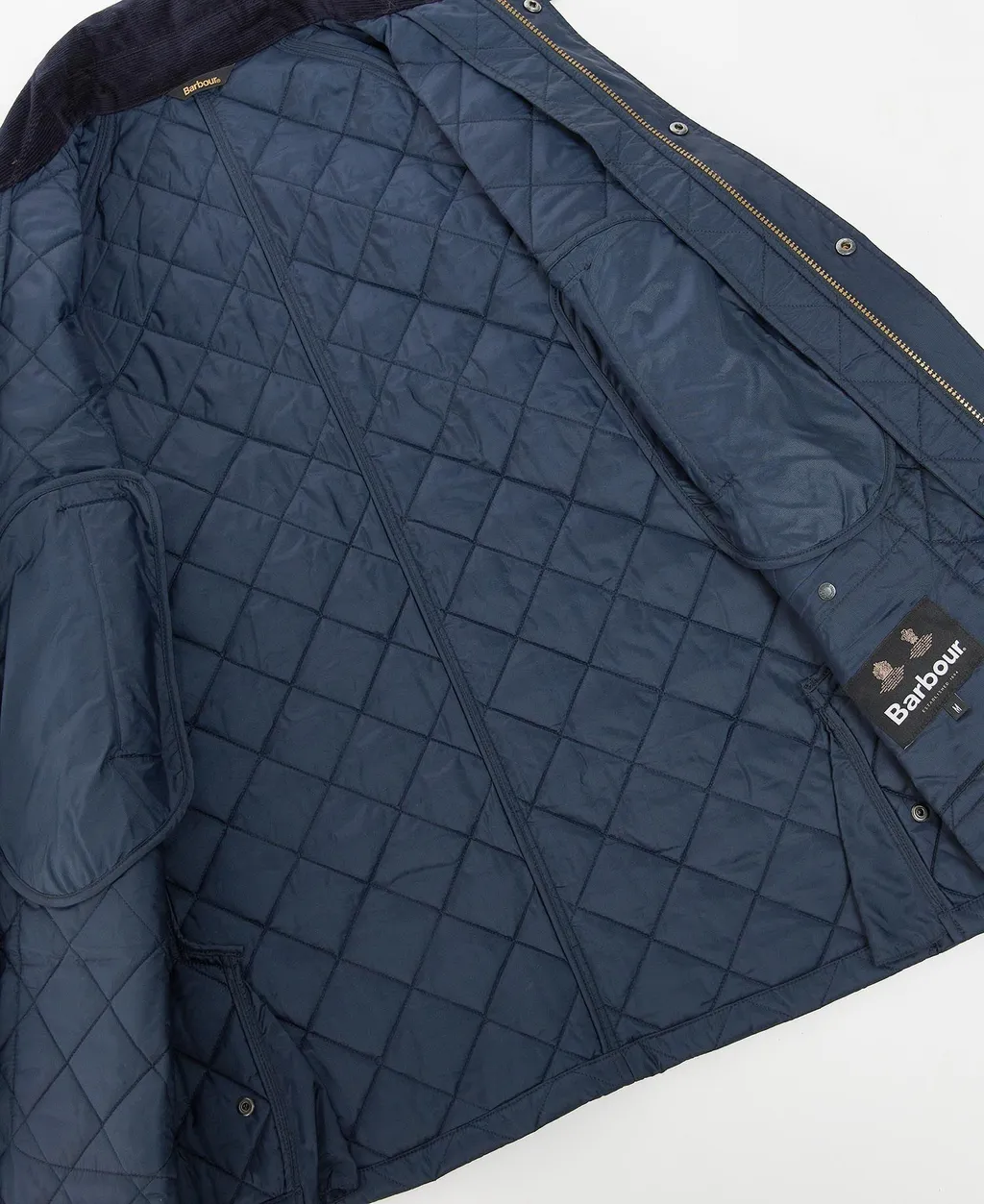 Diamond-Quilting Corduroy-Collar Jacket