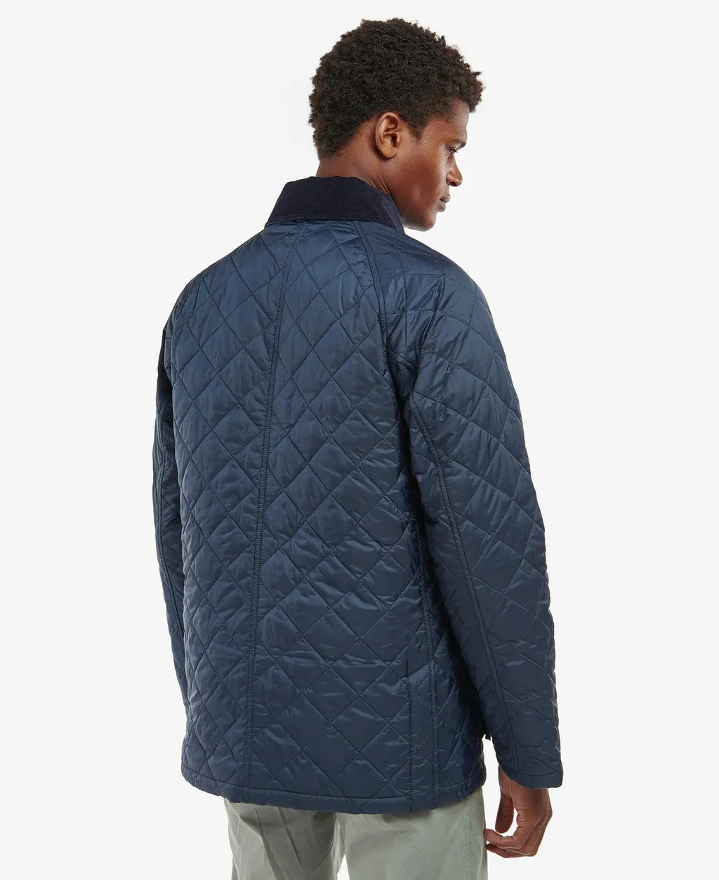 Diamond-Quilting Corduroy-Collar Jacket