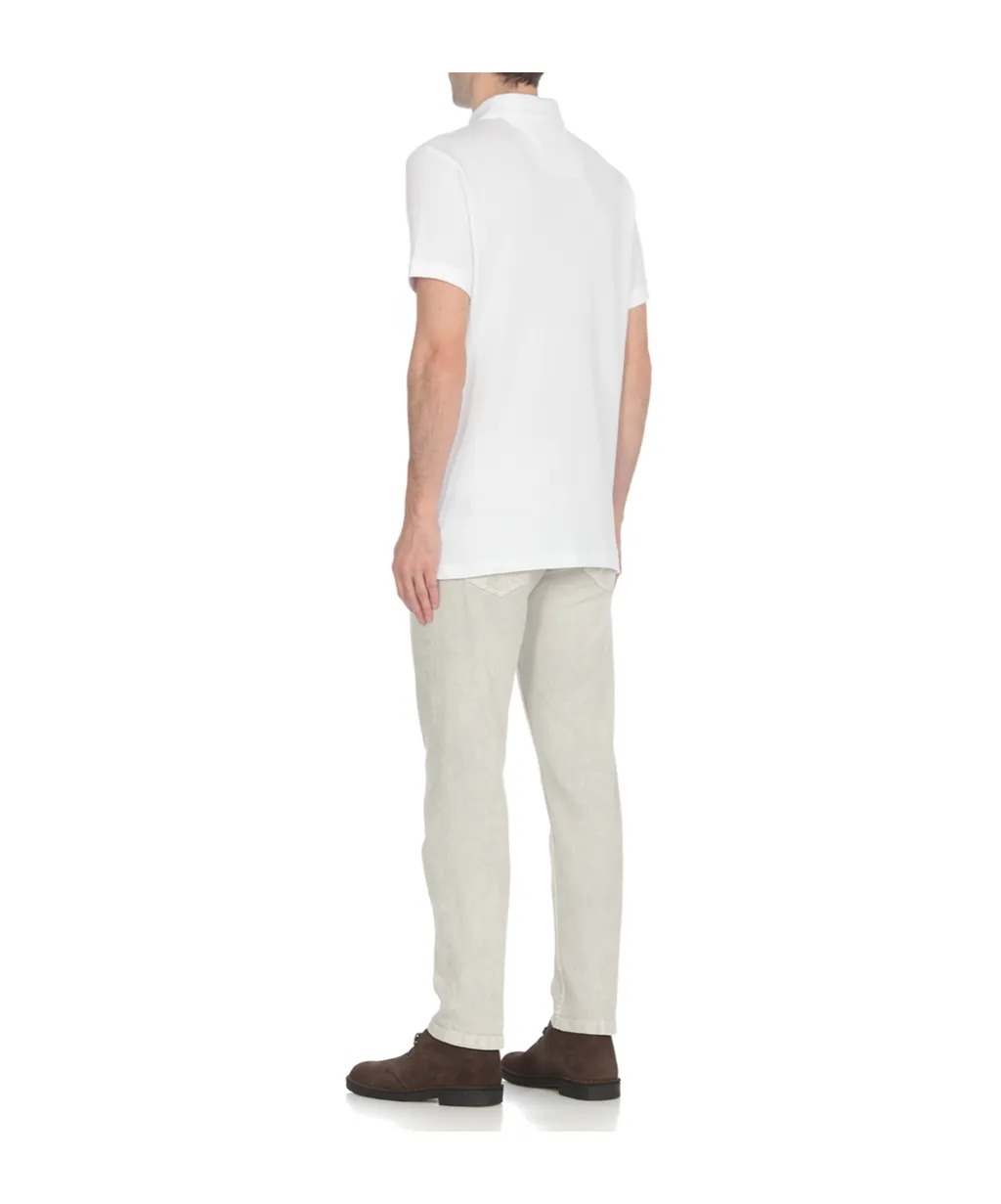 Tartan Trim Cotton Piqué Polo Shirt
