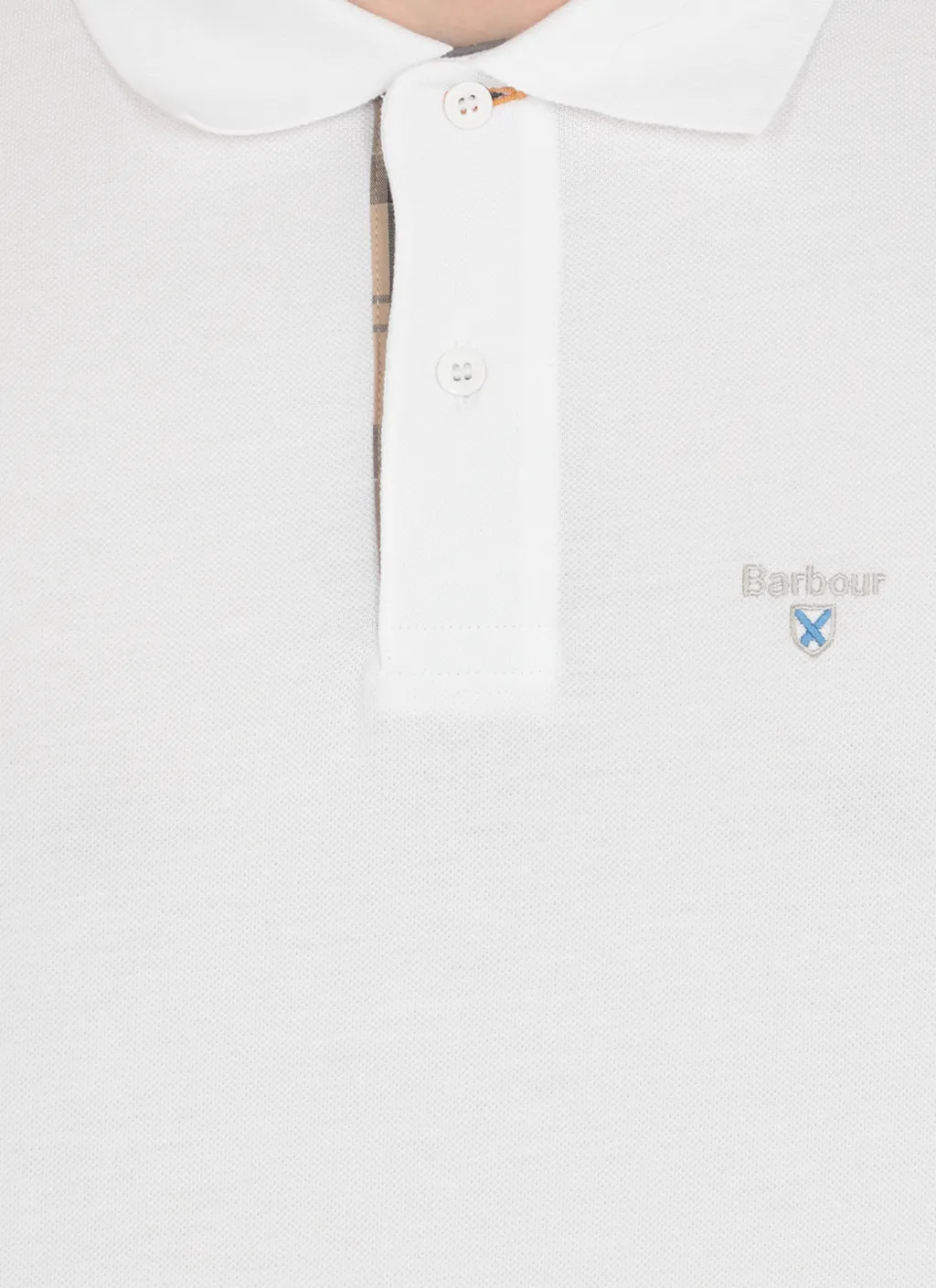 Tartan Trim Cotton Piqué Polo Shirt