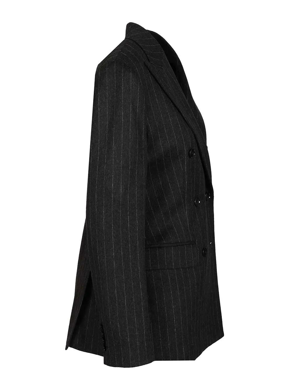 Pinstripe Double-Breasted Long Sleeved Blazer