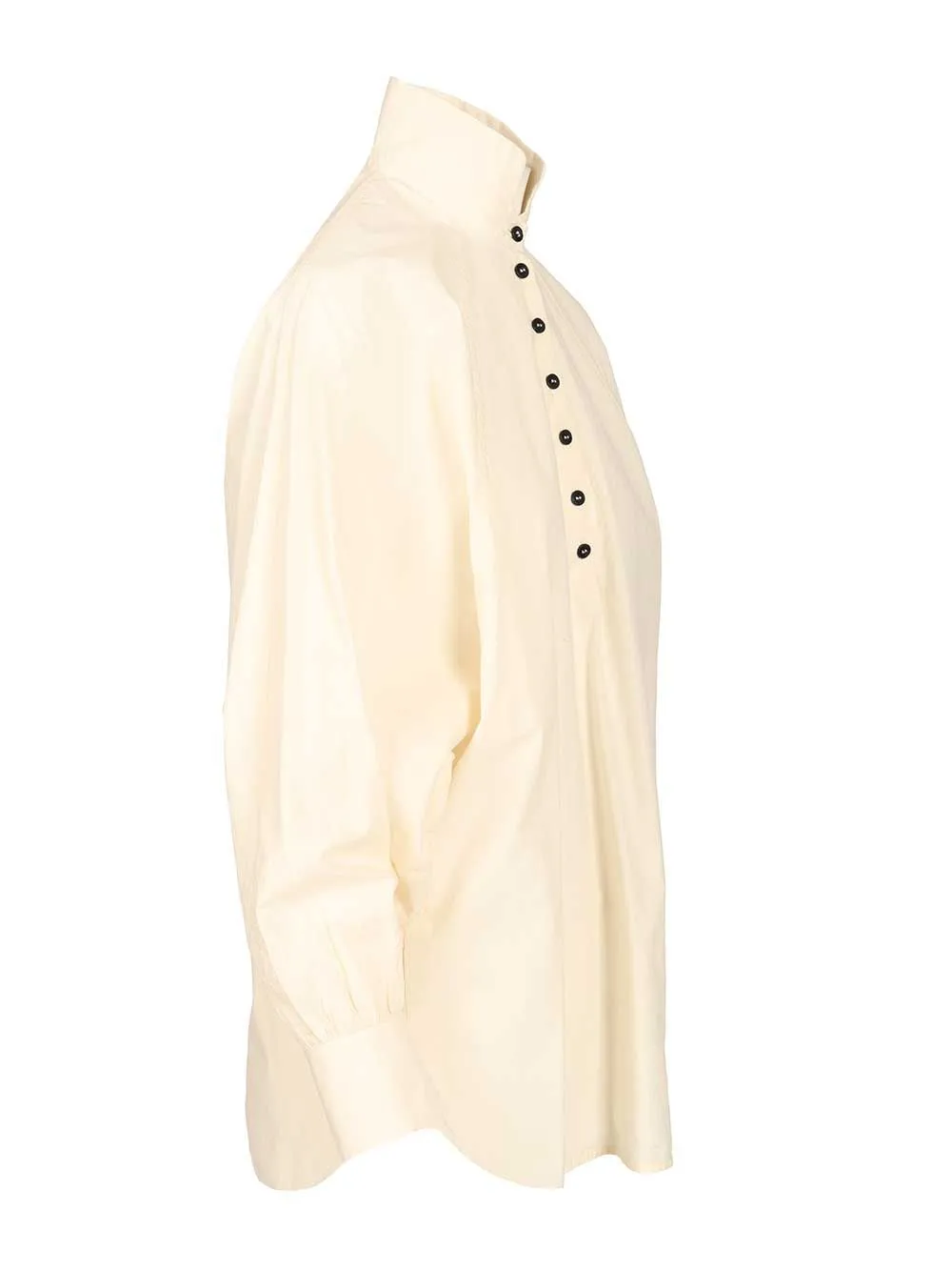 High-Neck Buttoned Blouse