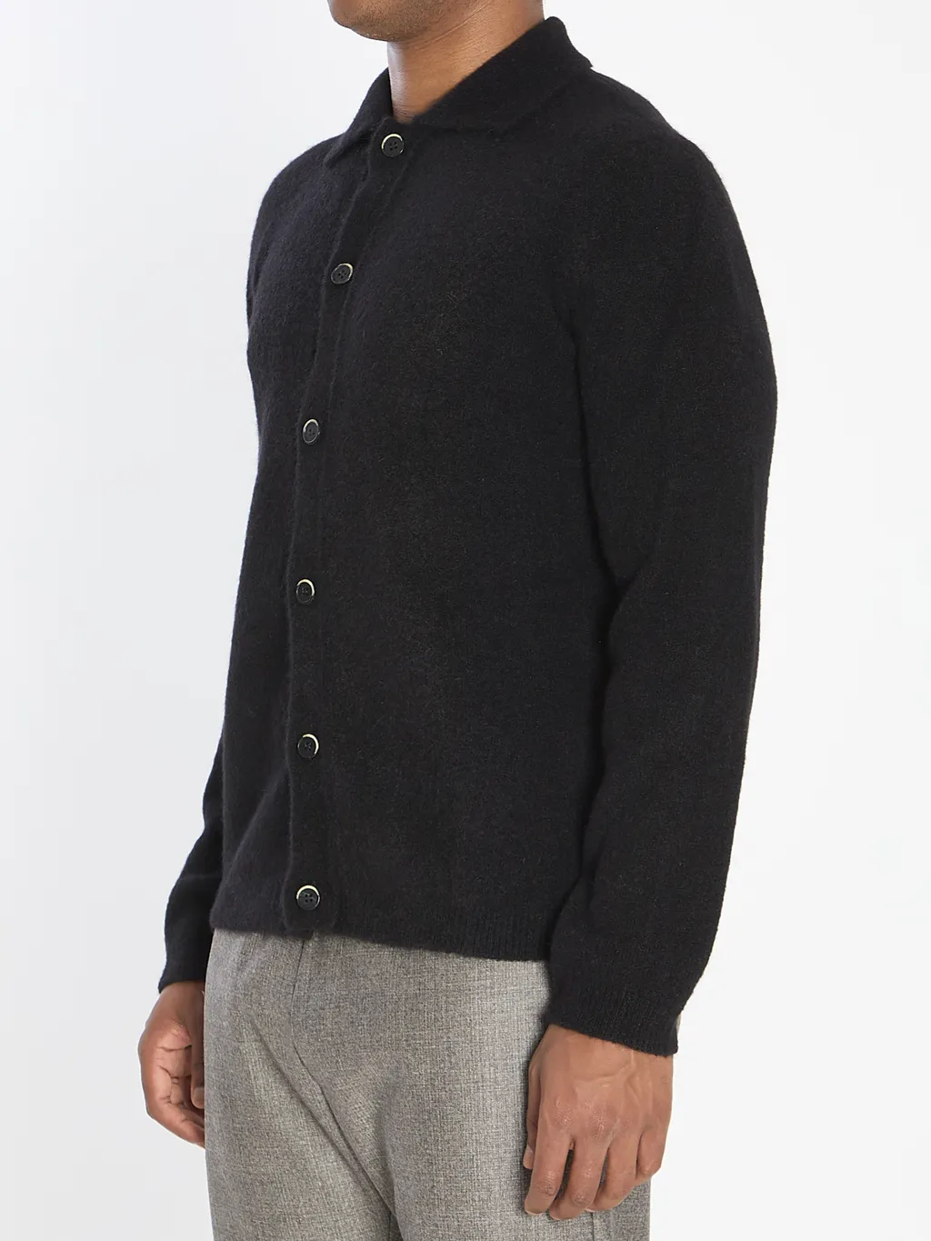 Pointed-Collar Knitted Cardigan
