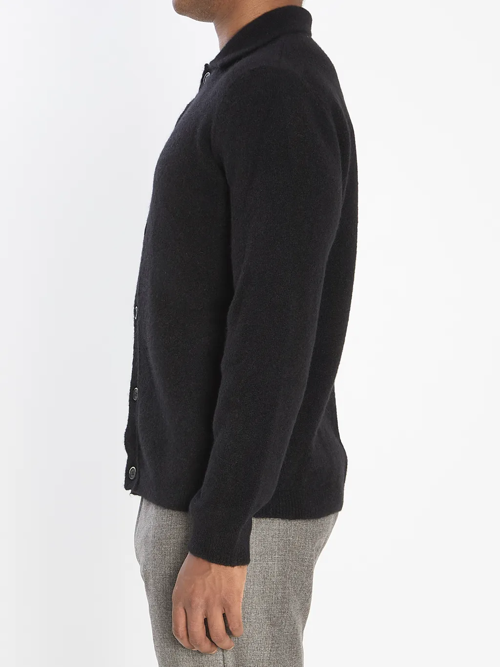 Pointed-Collar Knitted Cardigan