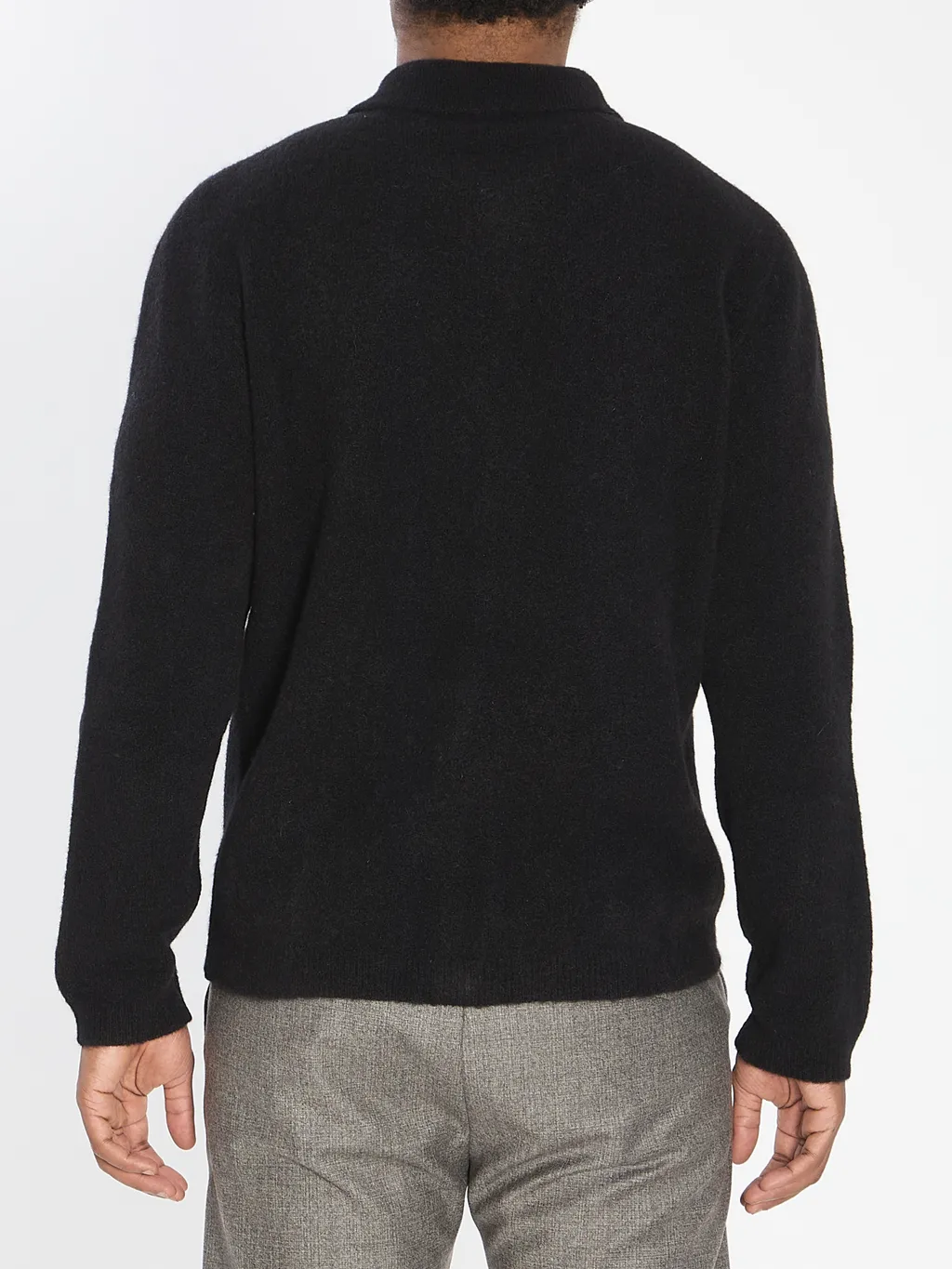 Pointed-Collar Knitted Cardigan