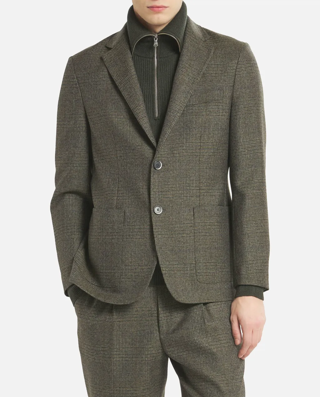 Checked Single-Breasted Blazer