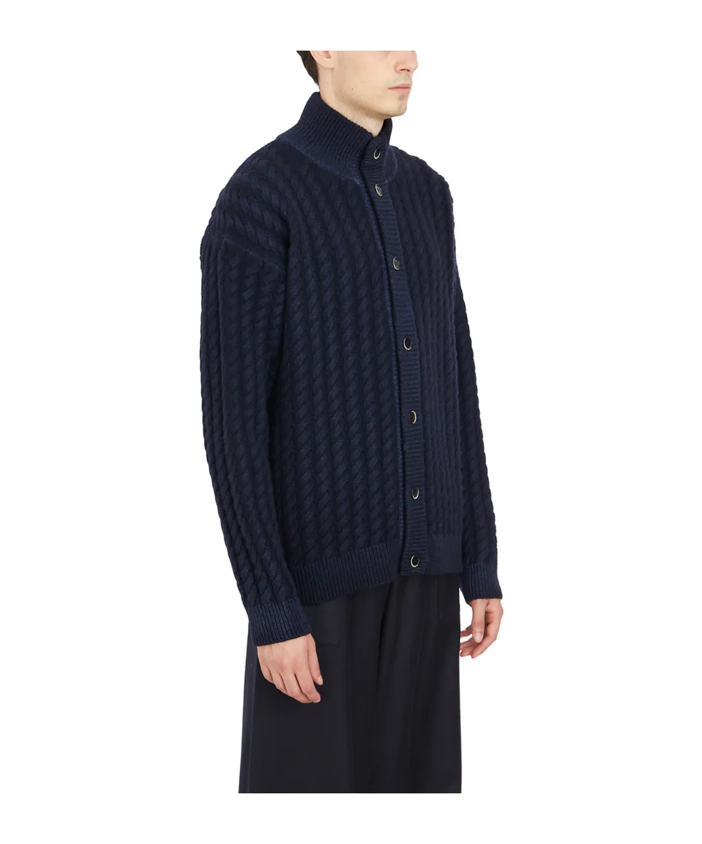 High-Necked Knitted Cardigan