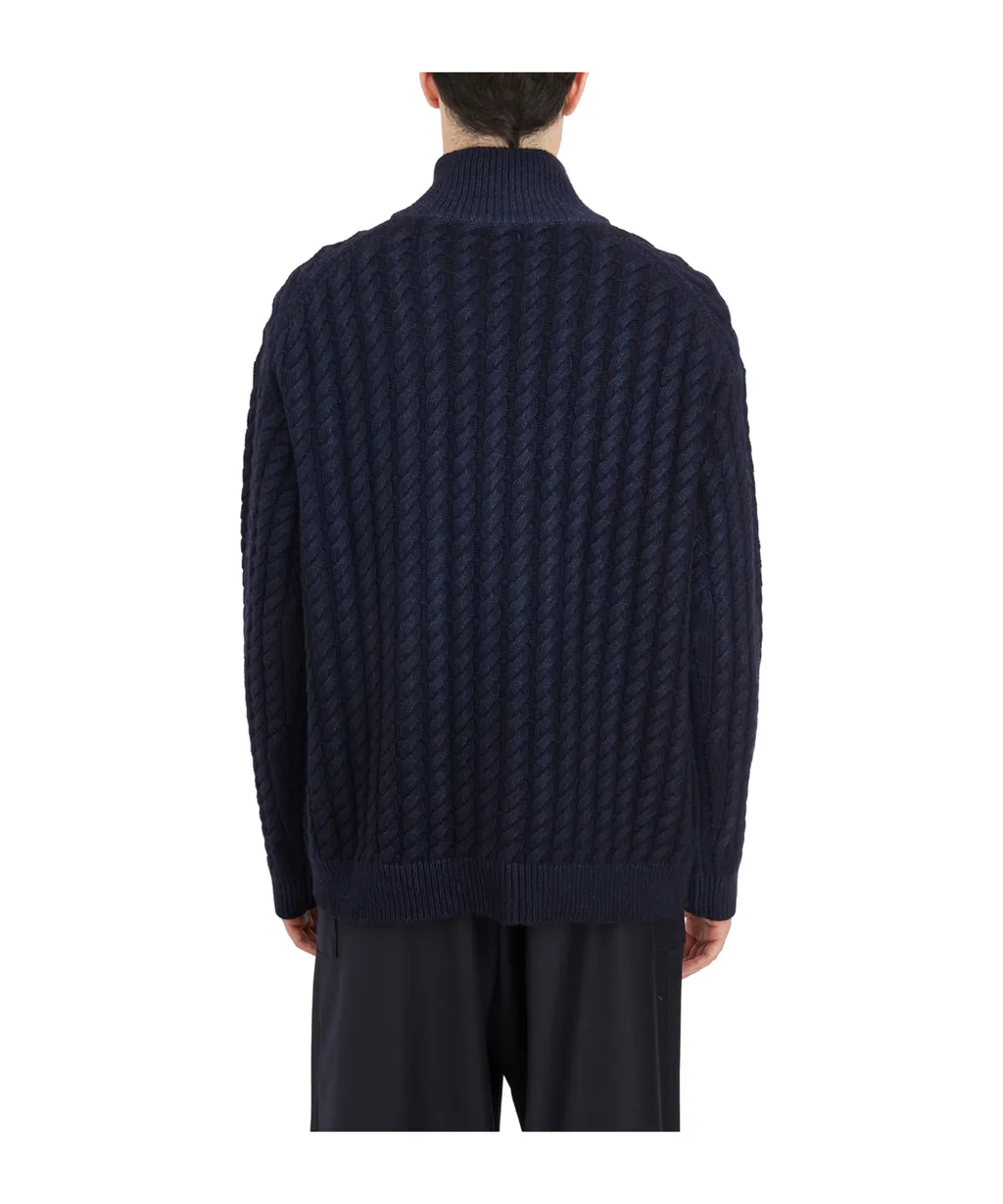 High-Necked Knitted Cardigan