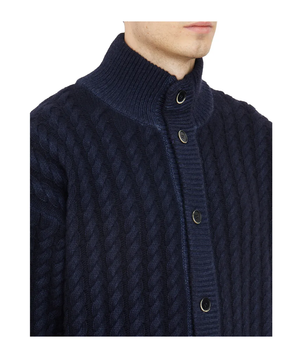 High-Necked Knitted Cardigan