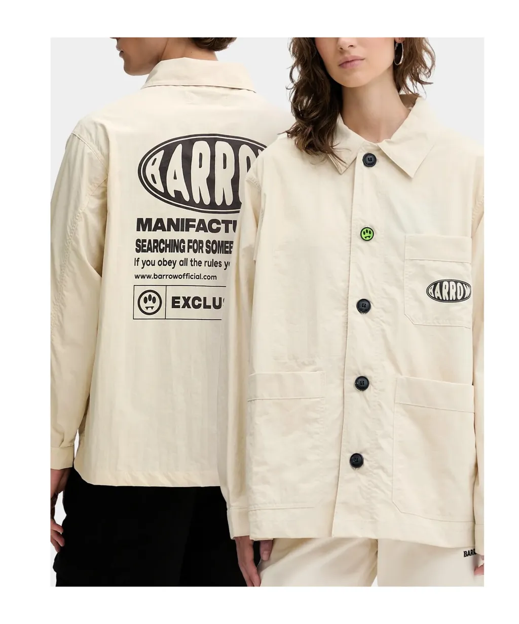 Logo Printed Button-Up Shirt Jacket