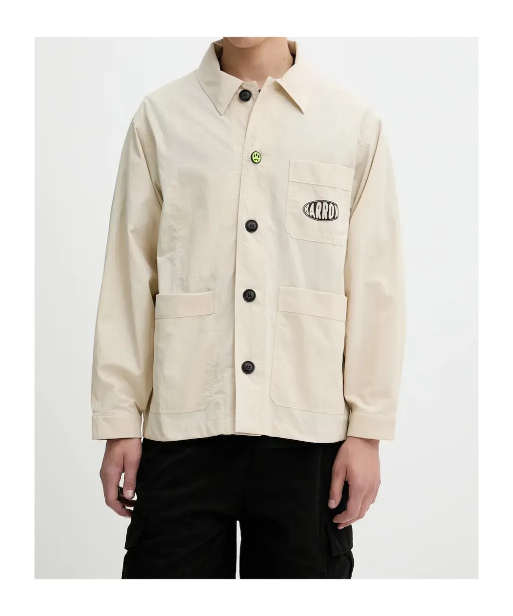 Logo Printed Button-Up Shirt Jacket