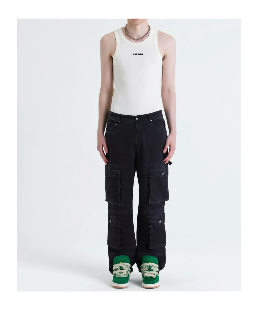 Mid-Rise Straight-Leg Cargo Trousers