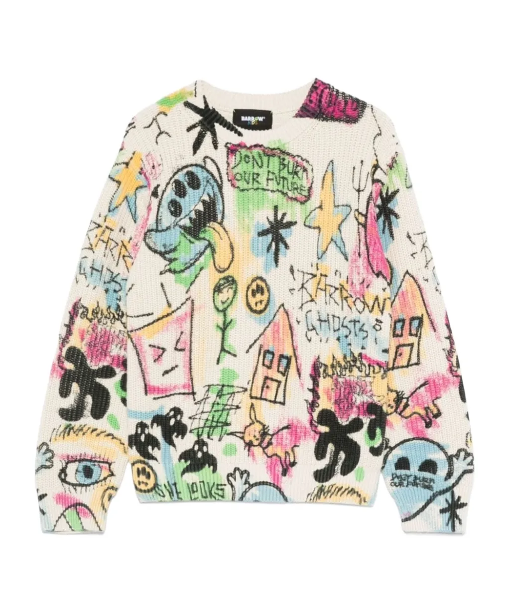 Graffiti-Printed Crewneck Jumper