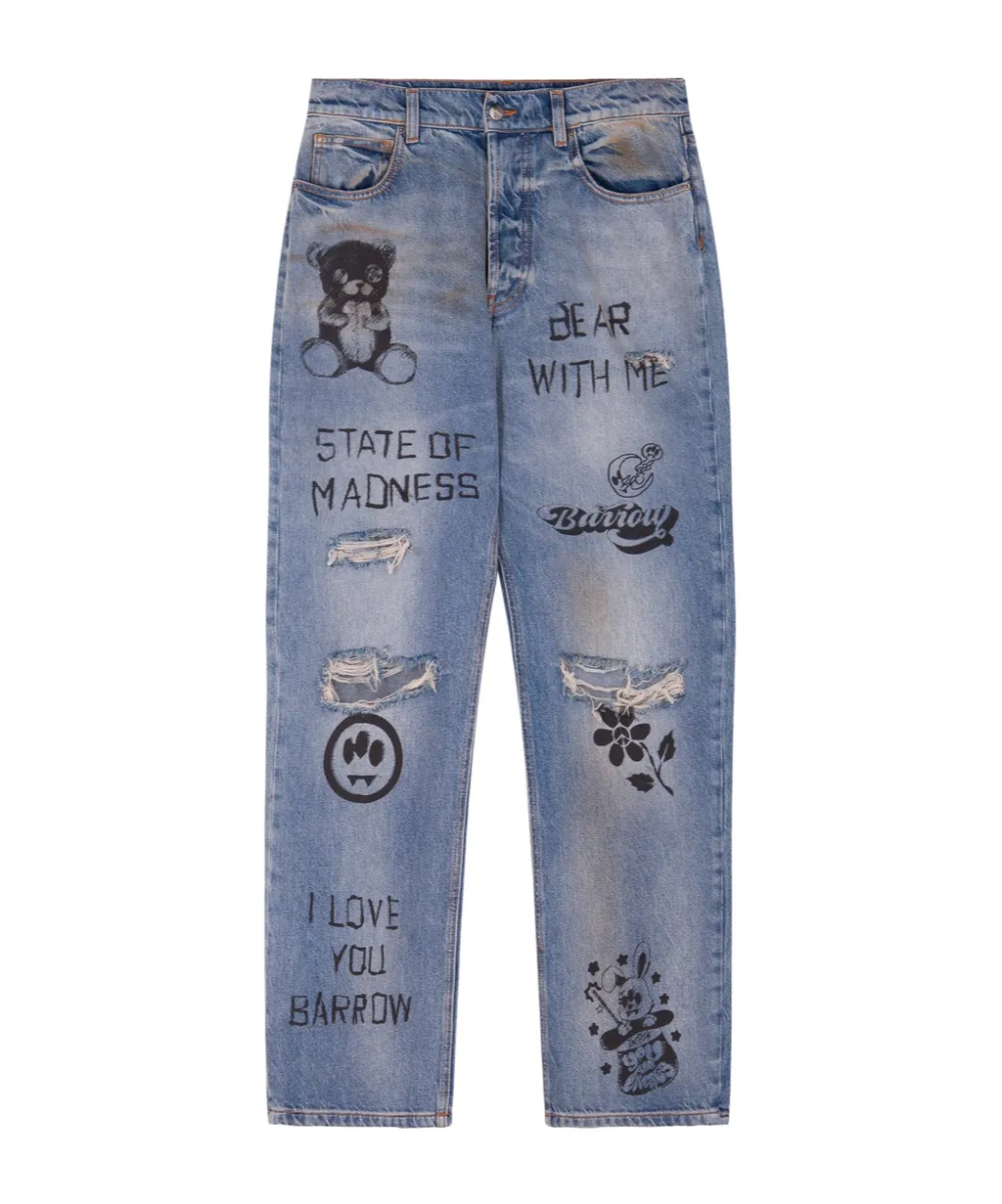 Printed Distressed Jeans