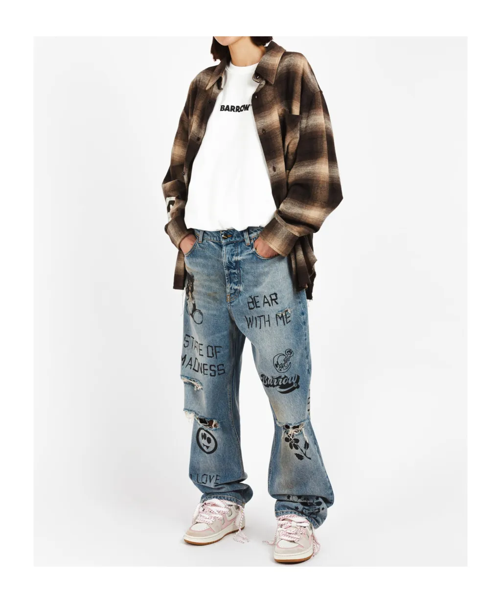Printed Distressed Jeans