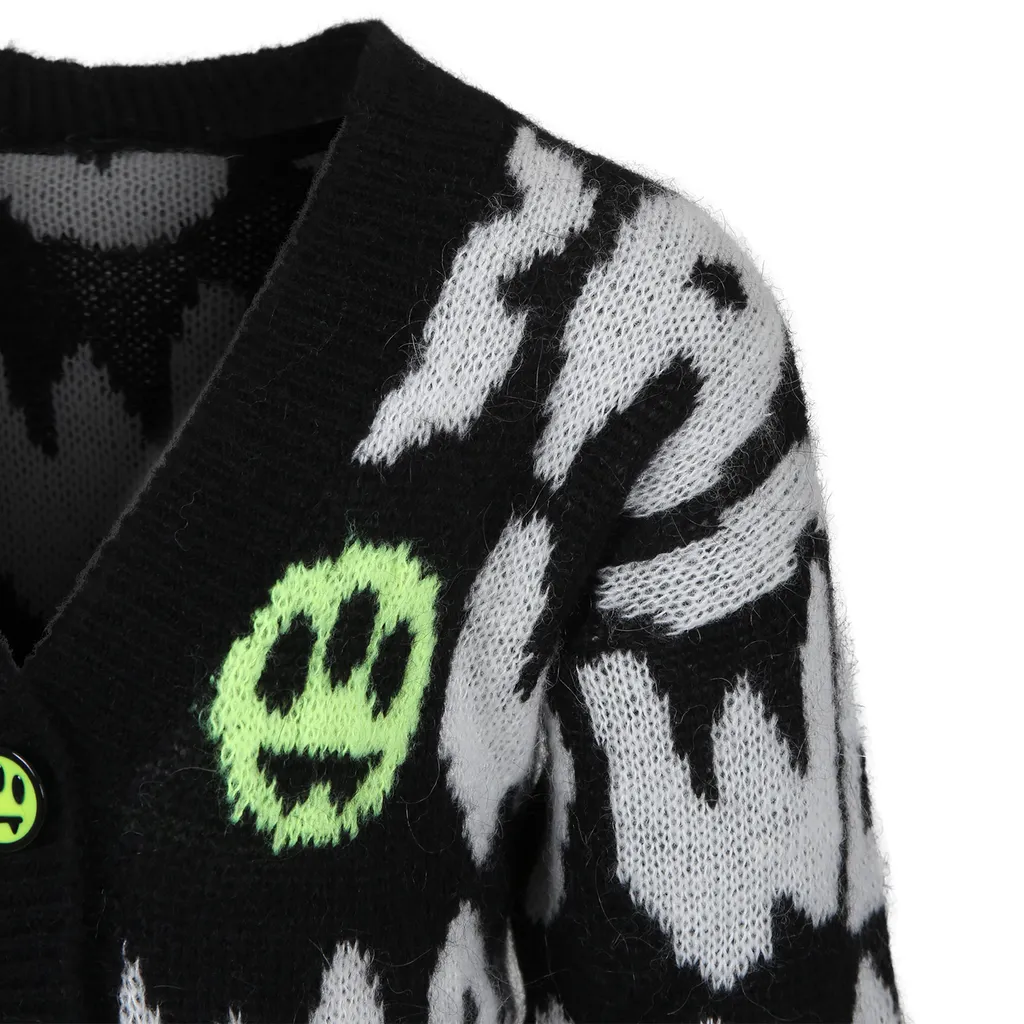 Logo-Jacquard Brushed Cardigan