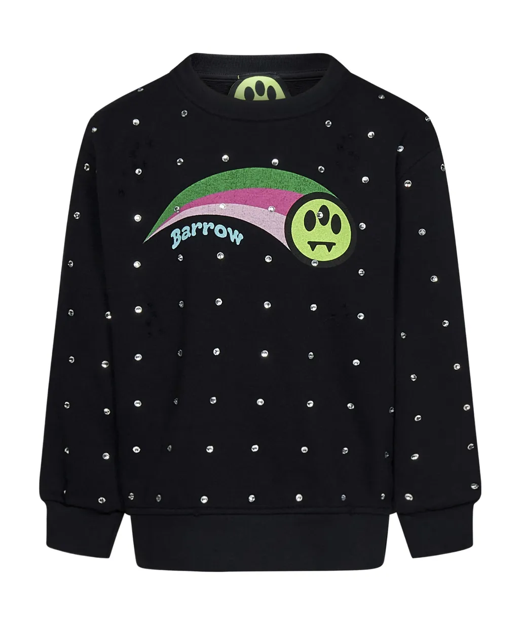 Logo-Print Rhinestone-Embellished Cotton Sweatshirt