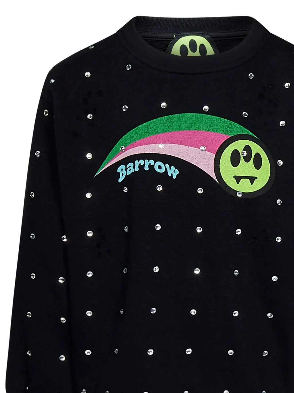 Logo-Print Rhinestone-Embellished Cotton Sweatshirt