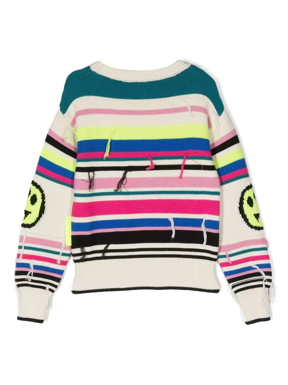 Striped Smiley Face-Print Knit Sweater