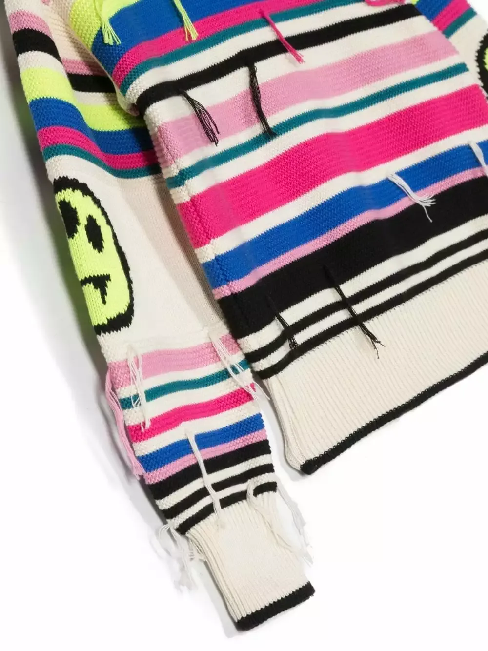 Striped Smiley Face-Print Knit Sweater