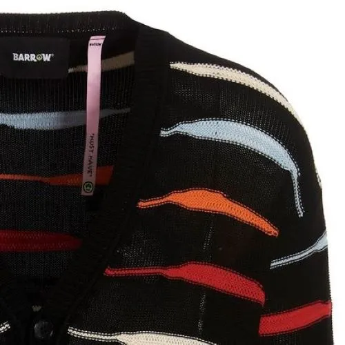 Striped V-Neck Buttoned Cardigan