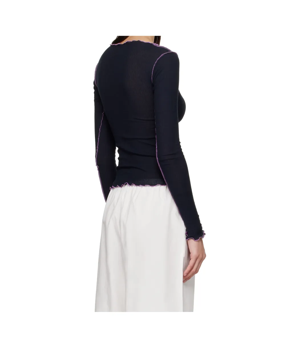 Ruffled-Hem Long-Sleeve Tee