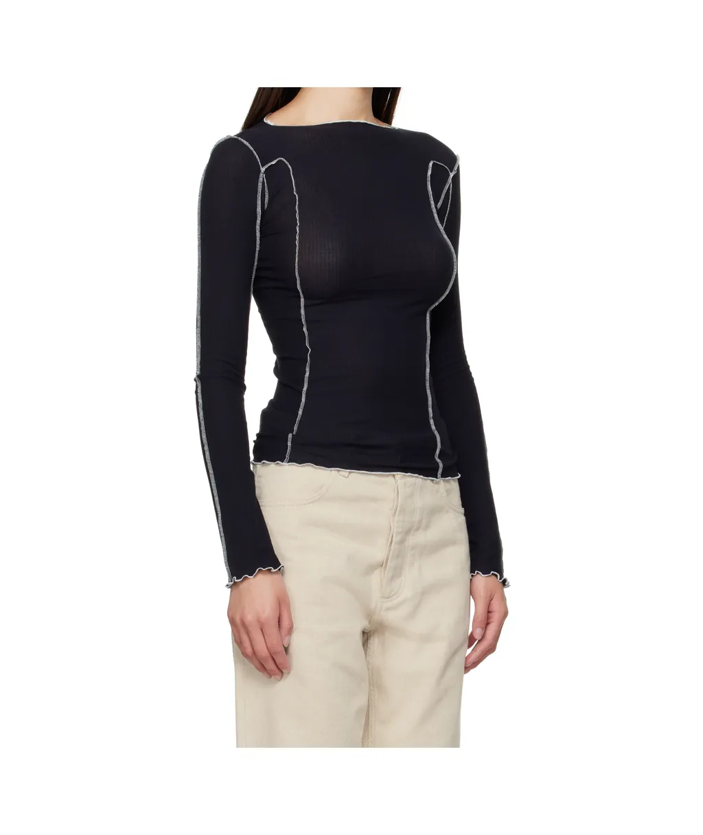Ruffle-Trim Long-Sleeve T-Shirt