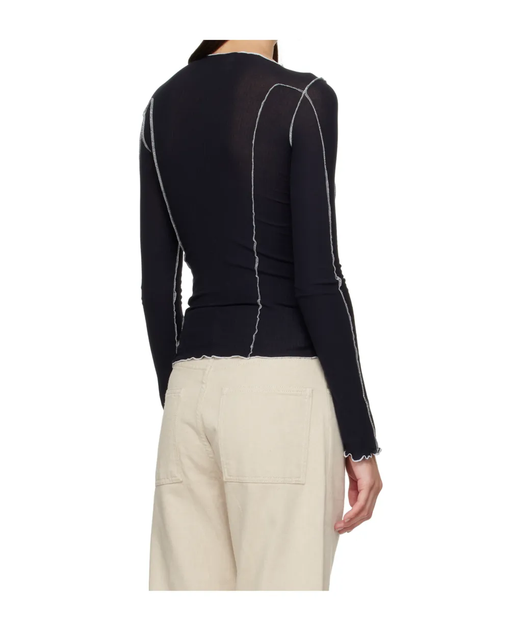 Ruffle-Trim Long-Sleeve T-Shirt