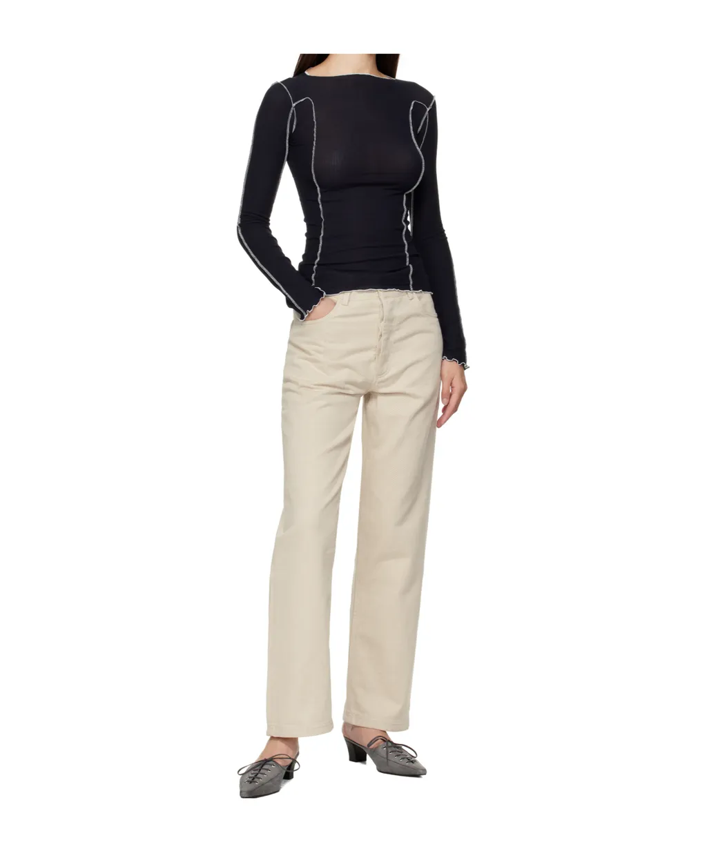 Ruffle-Trim Long-Sleeve T-Shirt