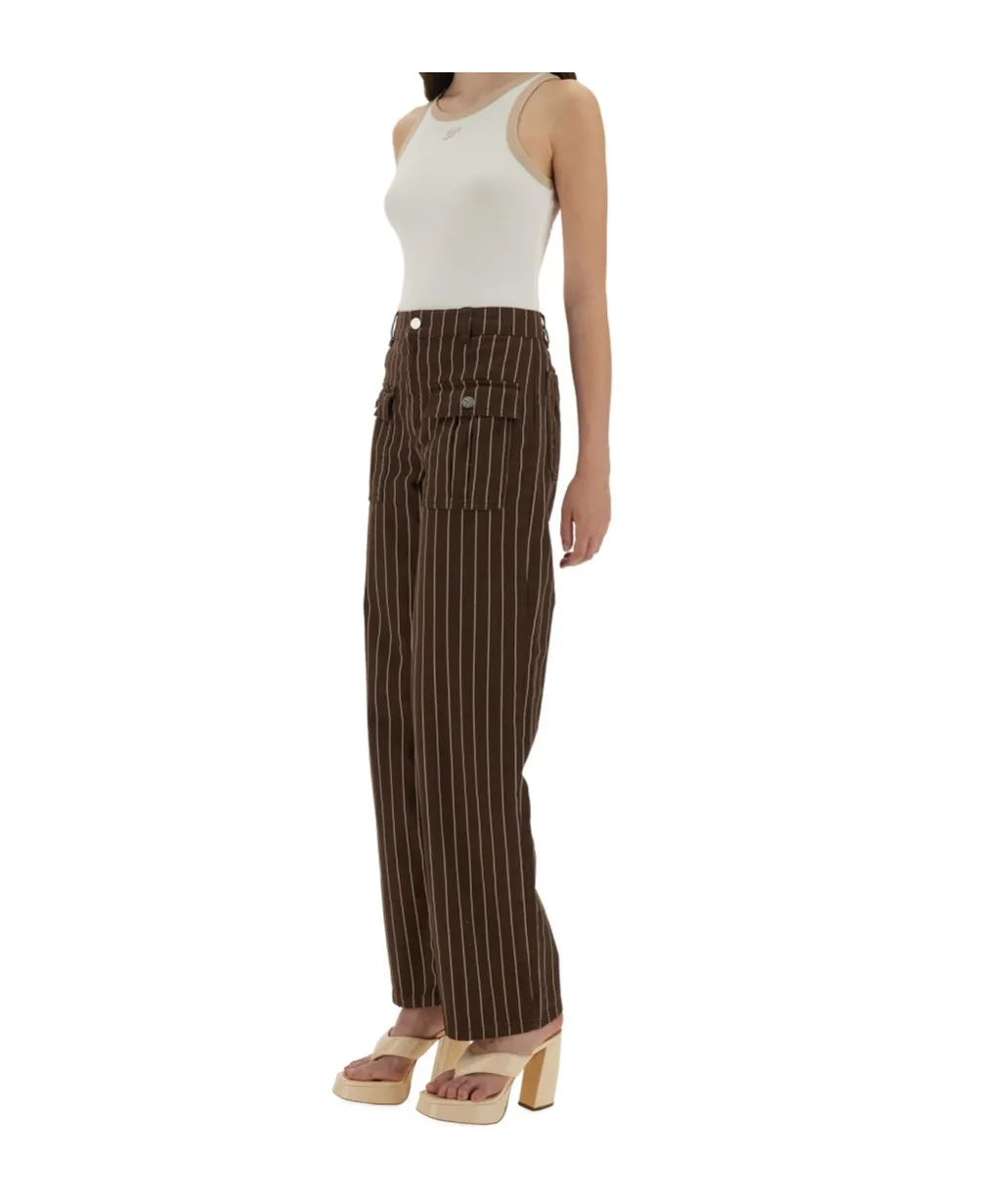 Pinstripe Wide Leg Jeans