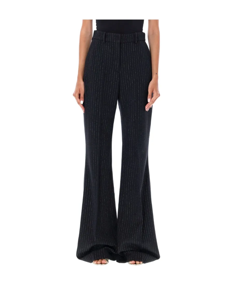 High Waist Lurex Striped Trousers