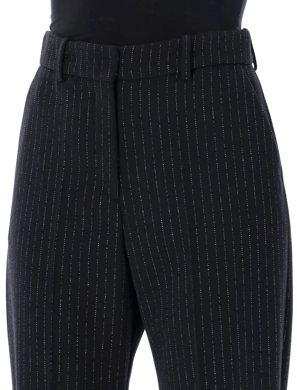 High Waist Lurex Striped Trousers