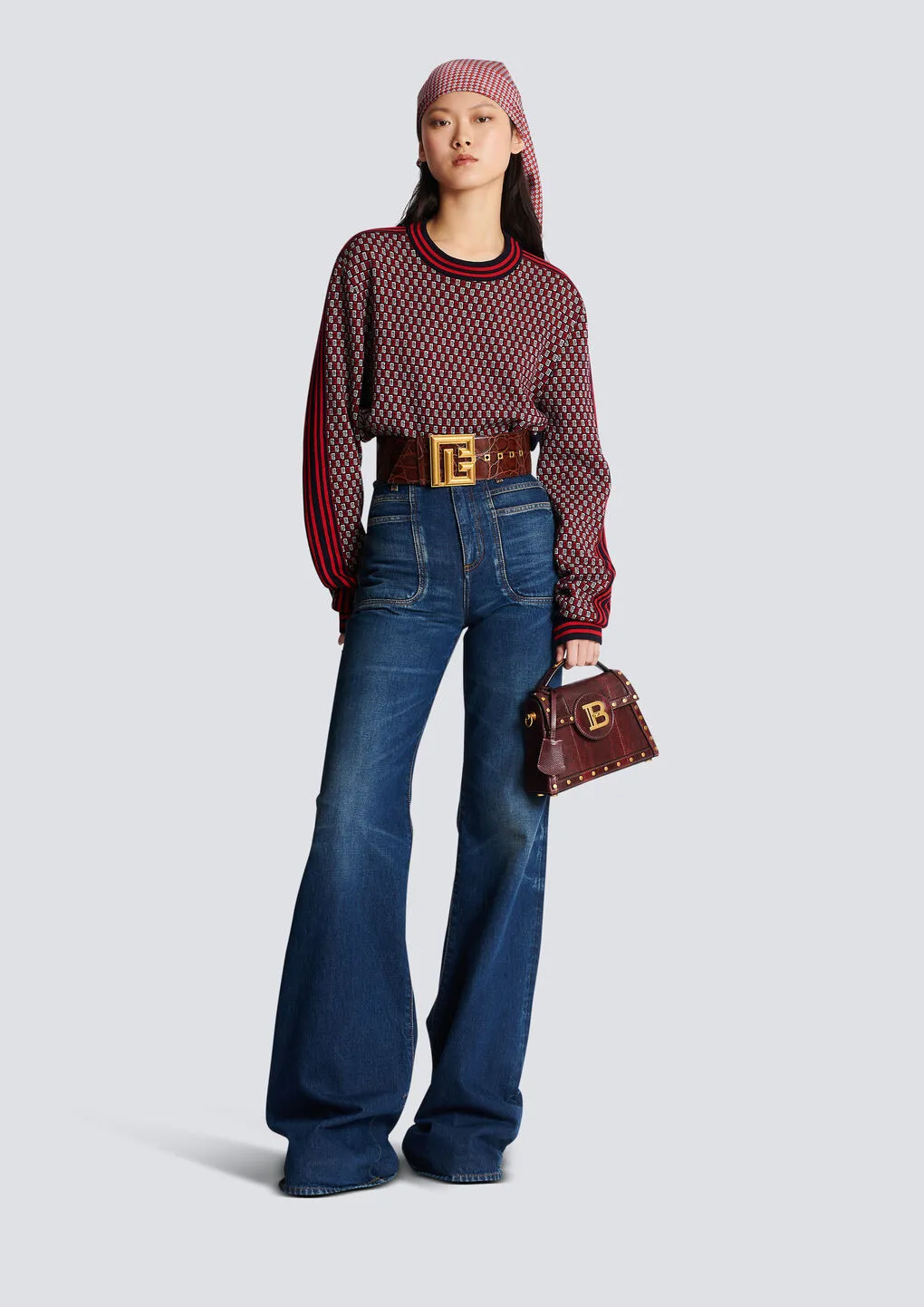 Cropped Monogrammed Knit Jumper