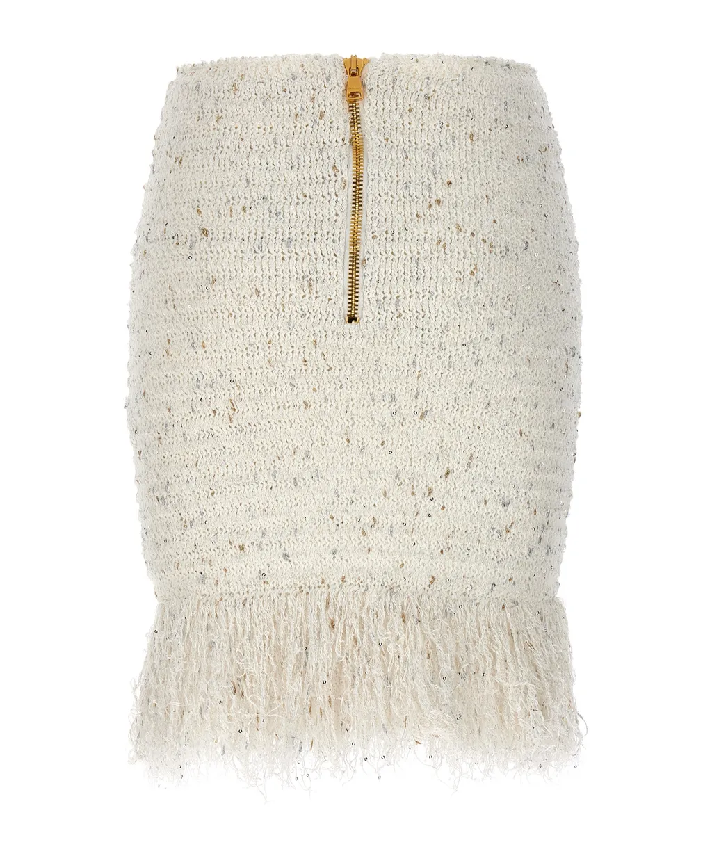 Tweed Fringed Mini Skirt