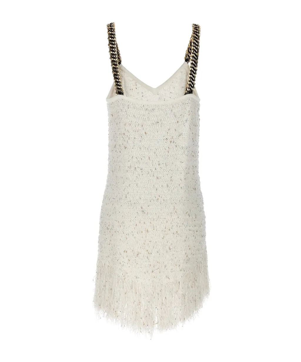 Chain Strap Lurex Tweed Mini Dress