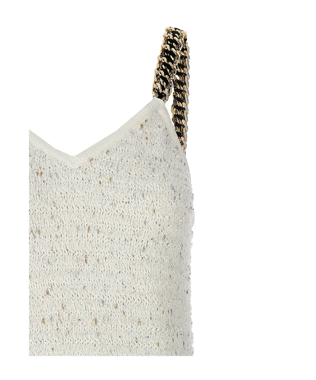 Chain Strap Lurex Tweed Mini Dress