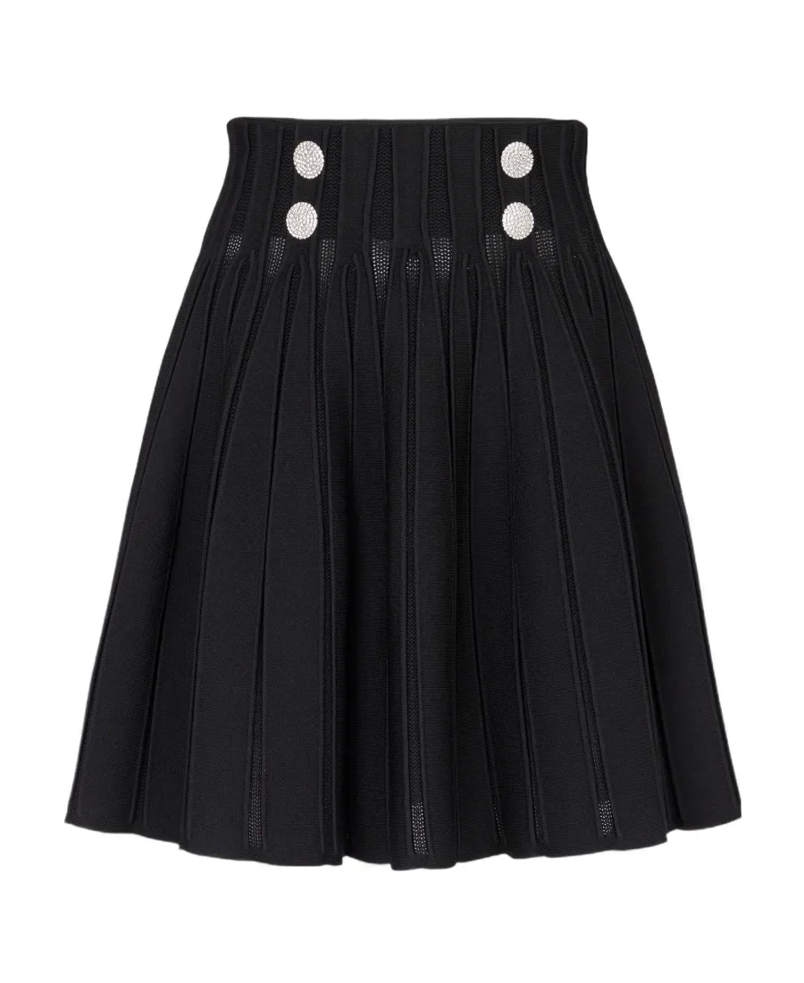 High-Waist Pleated Skater Skirt