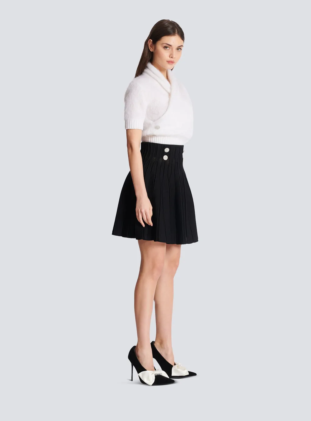 High-Waist Pleated Skater Skirt