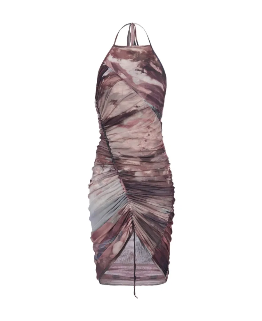 Abstract Pattern Halterneck Dress