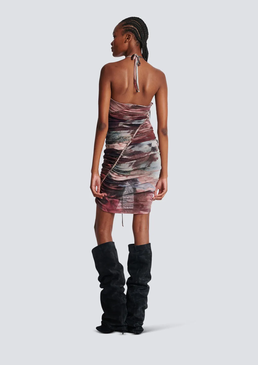 Abstract Pattern Halterneck Dress