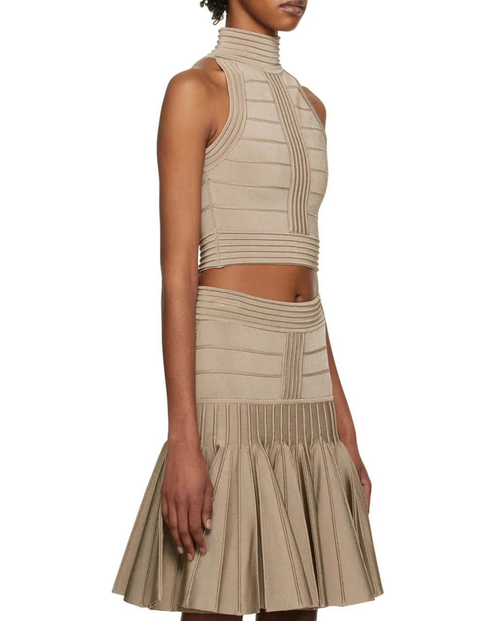 High Neck Seam Detailed Cropped Top