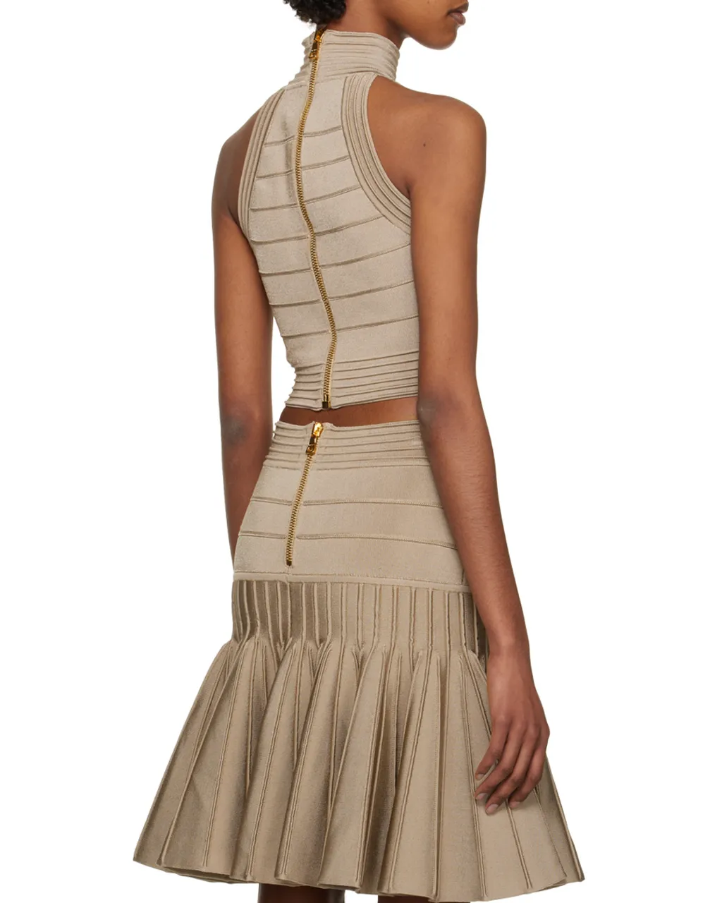 High Neck Seam Detailed Cropped Top